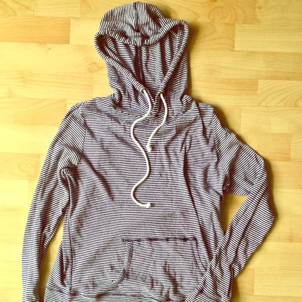 Navy Blue and White Striped Drawstring Pullover ⚓️